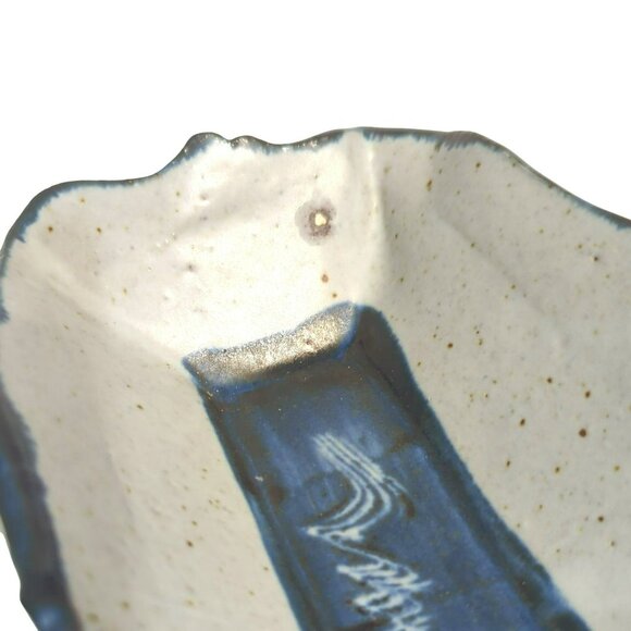 Springwood Stoneware Pottery Jim Ulmer Blue Gray Rectangular Dish Tray Vintage - Picture 7 of 10